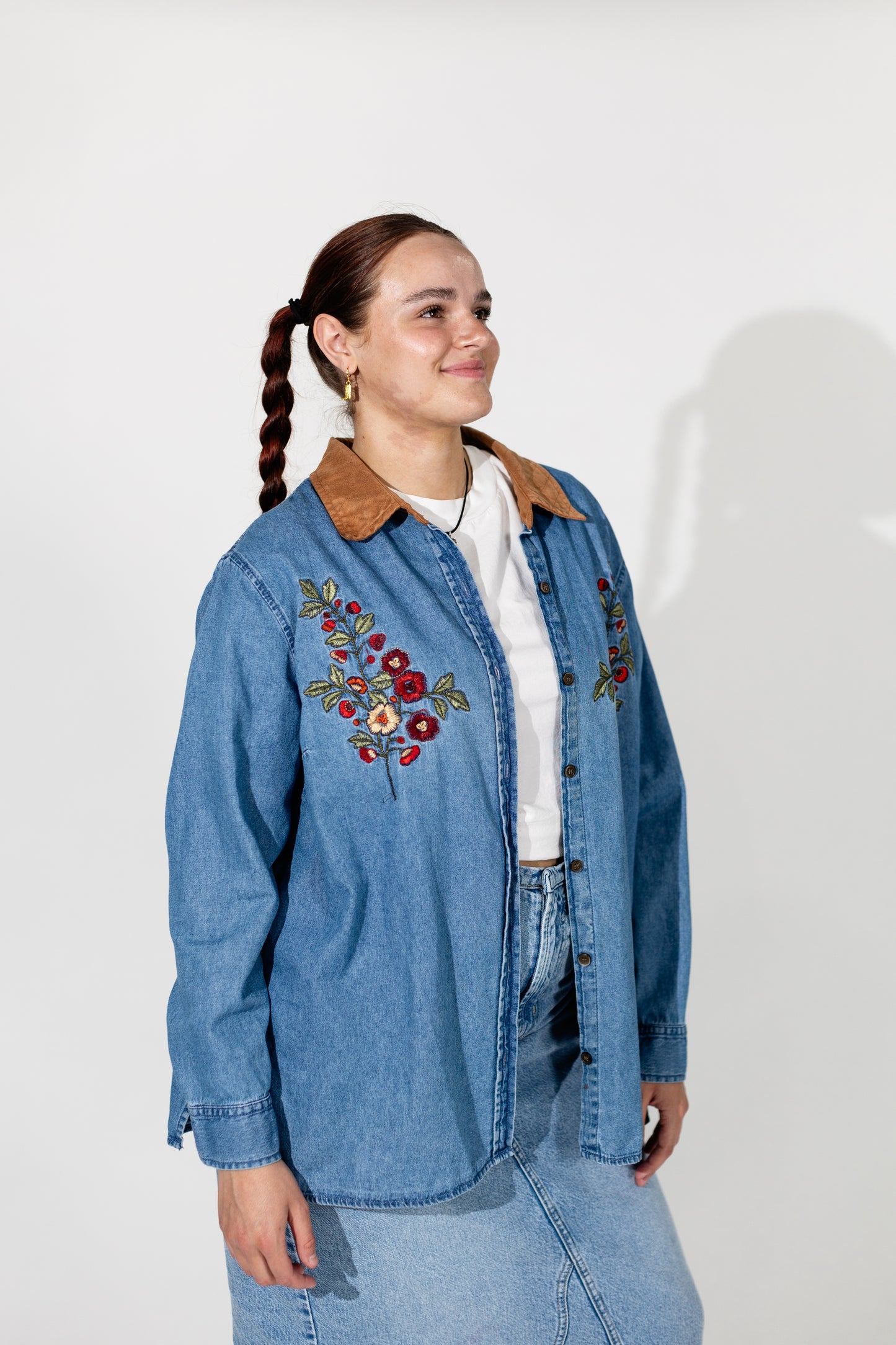 Embroidered Wild Flowers Jean Shirt *RECYCLED COLLECTION*